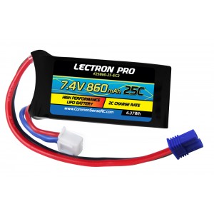Lectron Pro 7.4V 860mAh 25C Lipo Battery with EC2 Connector for Losi Mini