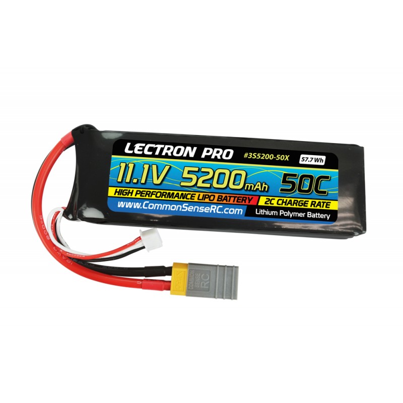 Lectron Pro 11.1V 5200mAh 50C Lipo Battery with XT60 Connector + CSRC adapter for XT60 batteries to popular RC vehicles