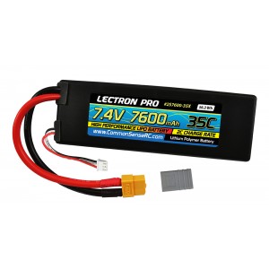 Lectron Pro 7.4V 7600mAh 35C Lipo Battery with XT60 Connector + CSRC adapter for XT60 batteries to popular RC vehicles