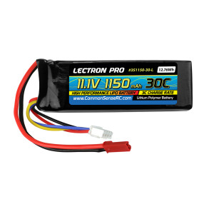 Lectron Pro 11.1V 1150mAh 30C Lipo Battery with JST Connector for the E-flite Blade SR & Blade CP Pro
