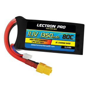 Lectron Pro 11.1V 1350mAh 80C Lipo Battery with XT60 Connector for FPV Racers