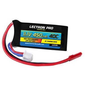 Lectron Pro 11.1V 450mAh 40C Lipo Battery with JST Connector for the Blade Torrent 110 FPV, 180 CFX & E-flite Mustang 280