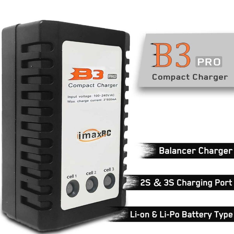 Exhobby LiPo 2-3S Battery Balancer Charger 7.4-11.1V RC B3AC Pro Compact Charger