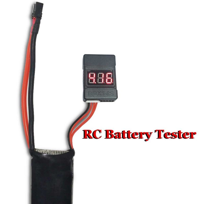 Exhobby Lithium Battery Low Voltage Checker RC 1-8S Battery Tester Monitor Buzzer Alarm Tester with LED Indicator for Lipo Life LiMn Li-ion Battery (2 Pack)