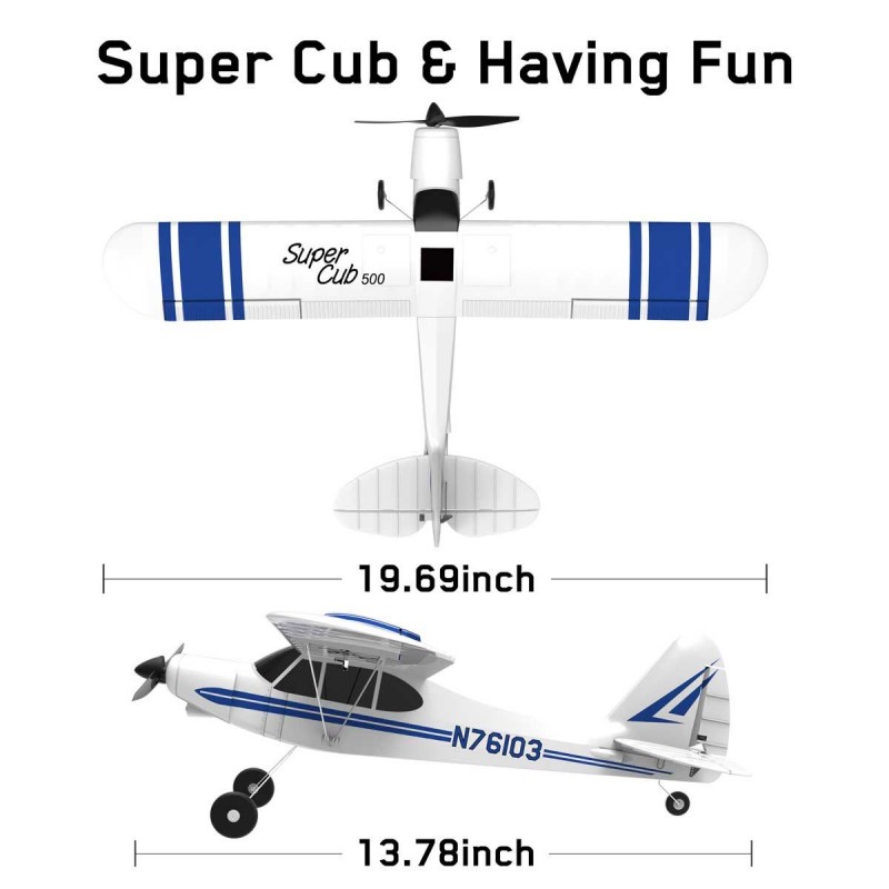 Exhobby Super Cub 500 Beginner Airplane with 6-Axis Gyro System and 500mm Wingspan (761-3) RTF