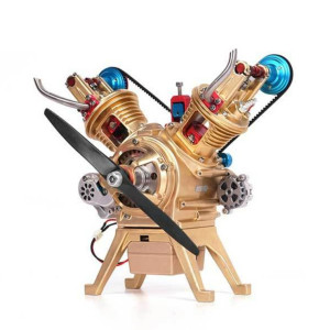Enginediy  V2 Car Engine Assembly Kit Full Metal VTwin 2 Cylinder Engine Build Kit Gift for Collection (217pcs)