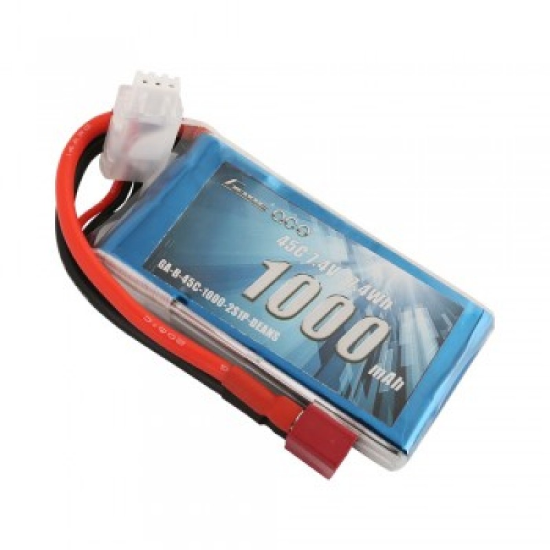 Gens ace 1000mAh 2S 45C Lipo Battery Pack with Deans plug
