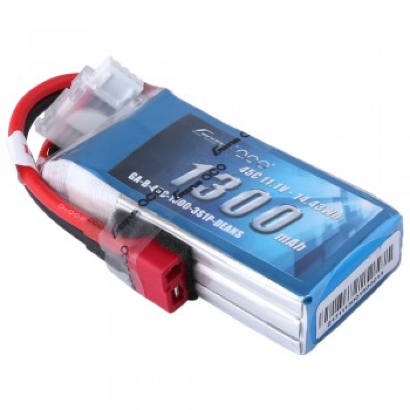 Gens Ace 3S 1300mAh 11.1V 45C Lipo Battery Pack with Deans Plug