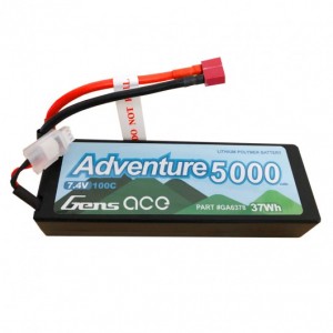 Gens ace Adventure 5000mAh 7.4V 100C 2S1P HardCase Lipo Battery Pack 24# with Deans Plug